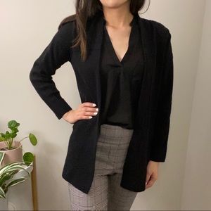 Eileen Fisher Black Pattern Open Front Sweater